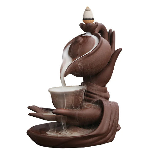 Zen Meditation Buddha Hand Lotus Incense Burner